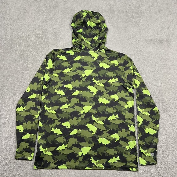 Googan Squad Hoodie Mens Small Fish Print Fishing Performance Light Pullover - Picture 8 of 10